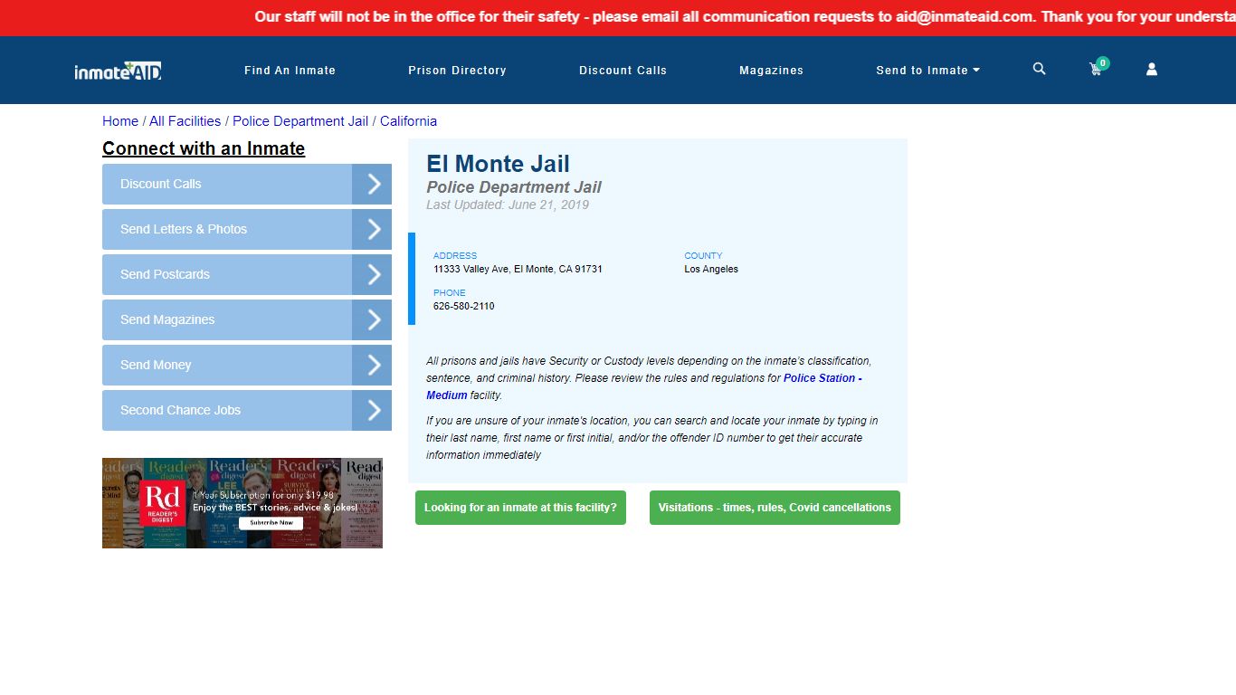 El Monte Jail & Inmate Search - El Monte, CA