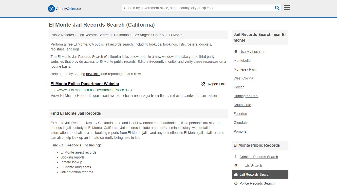 Jail Records Search - El Monte, CA (Jail Rosters & Records)