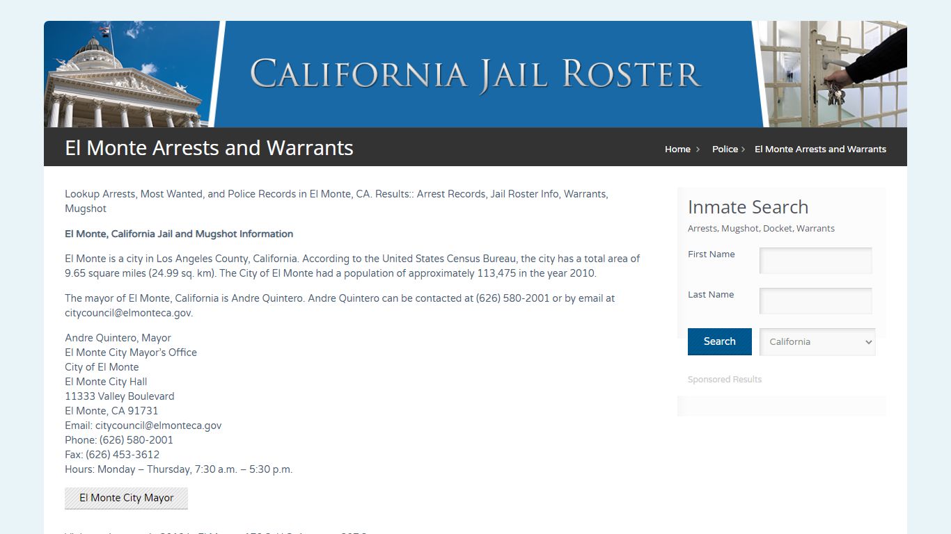 El Monte Arrests and Warrants | Jail Roster Search